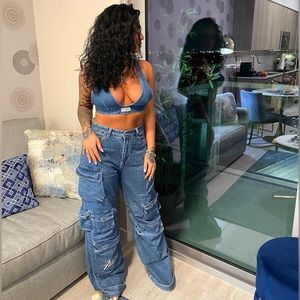 2 piece denim outfit